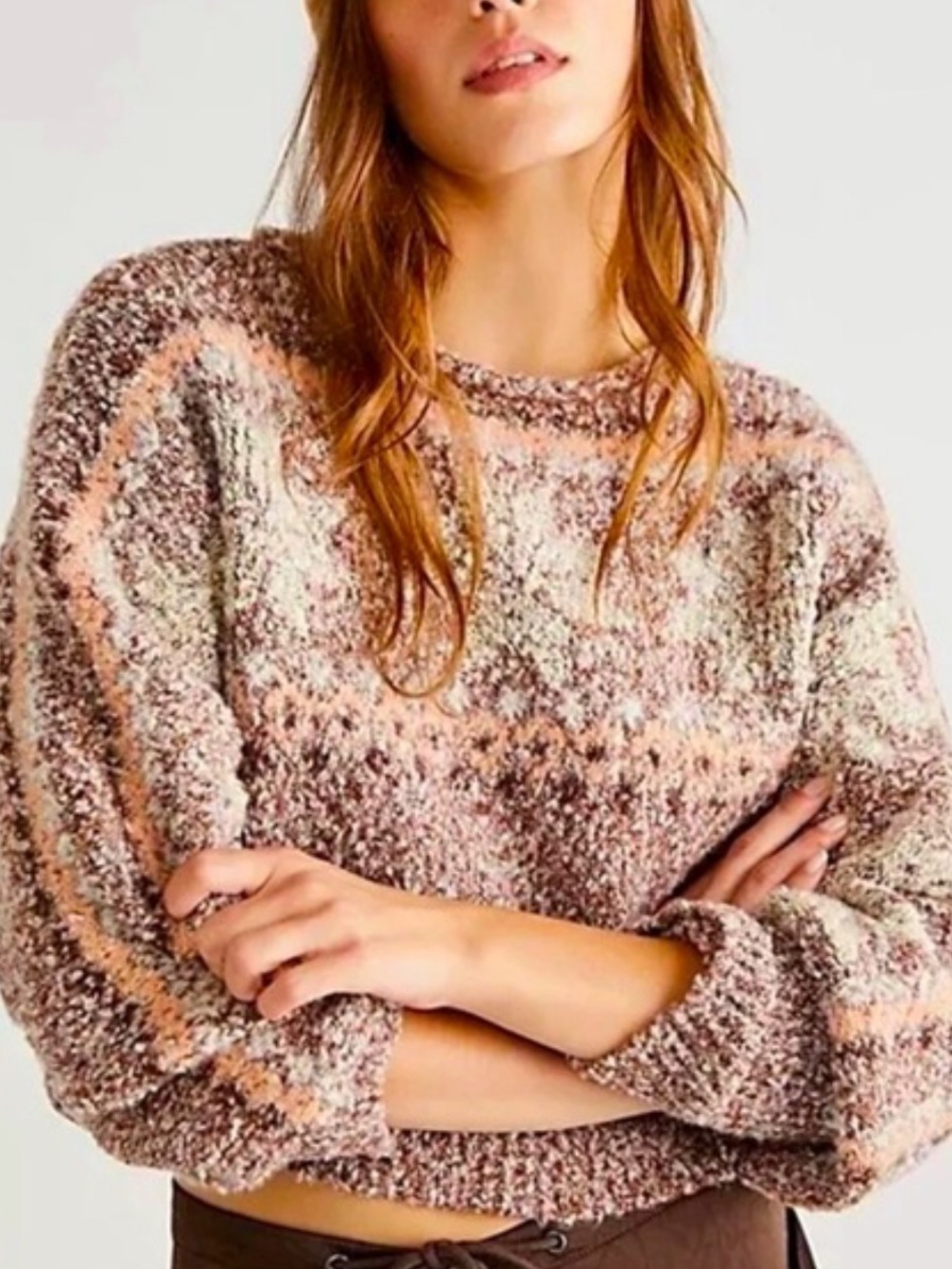 Free People Snowflake Cropped Sweater